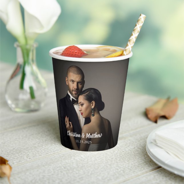 Custom Wedding Bride and Groom's Photo Paper Cups (Insitu)