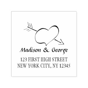 Custom wedding Bride Groom name Arrow love heart Self-inking Stamp