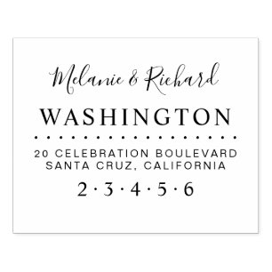 Custom Wedding Bride Groom Name Return Address Rubber Stamp