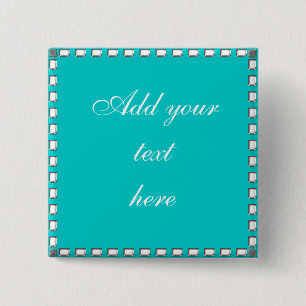 Custom Wedding Button Pin Crystal Stone Aqua Blue