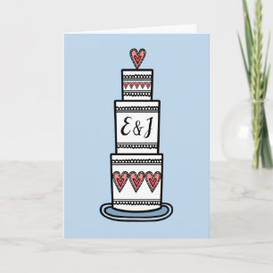 Custom Wedding Cake Illustration Wedding Card