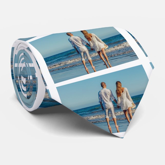 Custom Wedding Couples Photo Neck Tie (Rolled)
