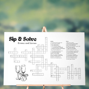 Custom wedding crossword puzzle acrylic sign