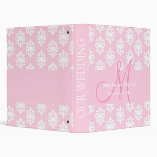 Custom Wedding Damask Pink WhitePlanner Binders
