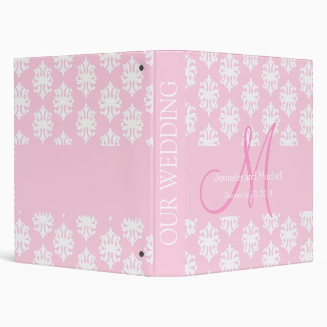 Custom Wedding Damask Pink WhitePlanner Binders (Background)