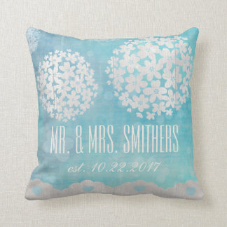 Custom Wedding Day Floral Throw Pillow