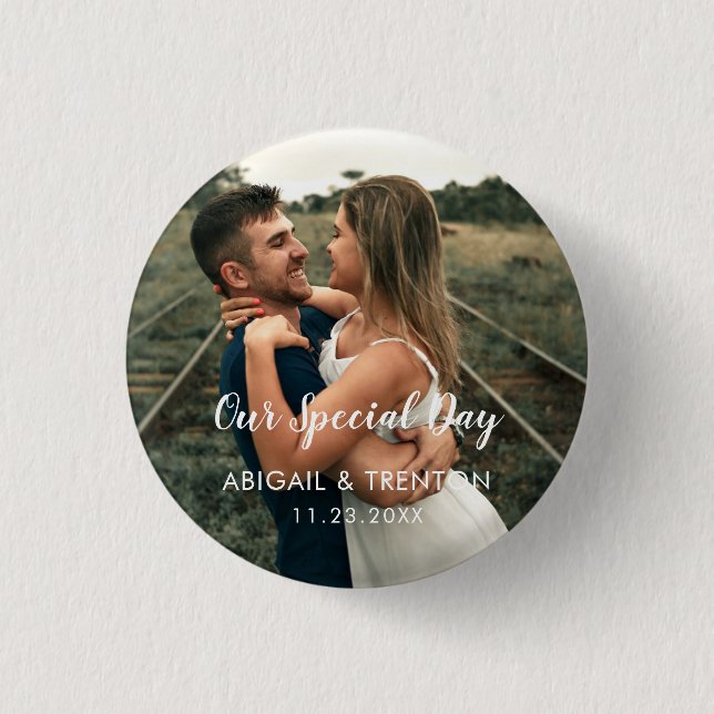 Custom Wedding Day Photo 1 Inch Round Button (Front)