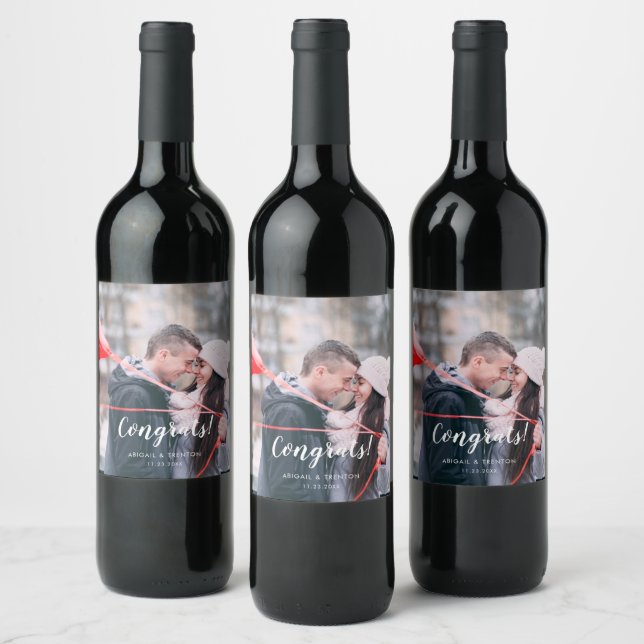 Custom Wedding Day Photo Congrats Wine Label (Bottles)