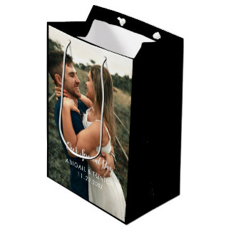 Custom Wedding Day Photo Medium Gift Bag