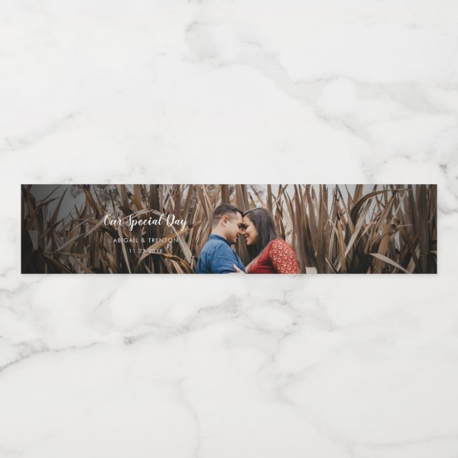 Custom Wedding Day Photo Water Bottle Label (Single Label)