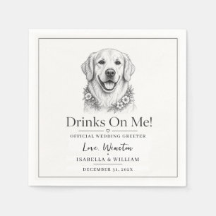 Custom Wedding Dog Wedding Pet Portrait Floral Napkin