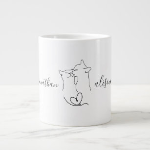 Custom Wedding Engagement Party Cats Couple Gift   Large Coffee Mug