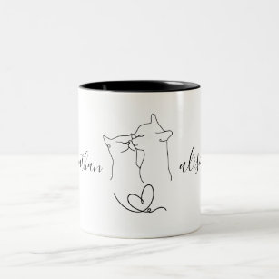 Custom Wedding Engagement Party Cats Couple Gift  Two-Tone Coffee Mug