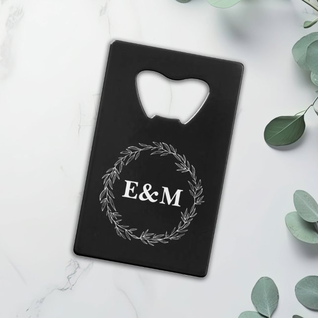 Custom Wedding Favour Floral Wreath Credit Card Bottle Opener (Creator Uploaded)