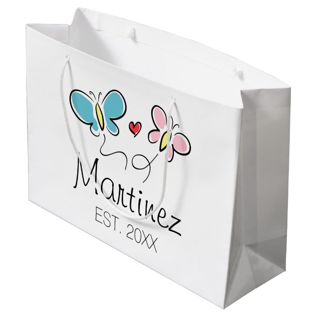 Custom wedding gift bag for bride groom newly weds (Back Angled)