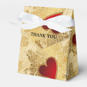 Custom Wedding Gold Red Hearts Classic Favour Box