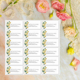 Custom Wedding Guest Address Labels Yellow Floral