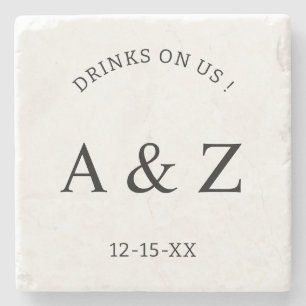 Custom Wedding Guest Favours Personalized Text Stone Coaster