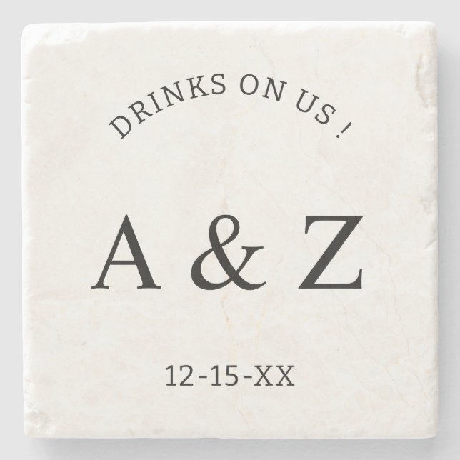 Custom Wedding Guest Favours Personalized Text Stone Coaster (Front)