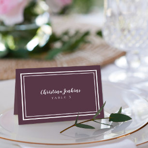 Custom Wedding Guest Place Card Elegant Purple