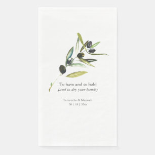 Custom Wedding Guest Towels Olive Branch Napkin