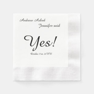 Custom Wedding He Asked She Said Yes Beverage Napkin