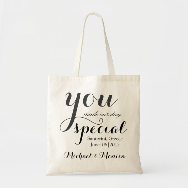 Custom Wedding Hotel Gift Tote Bag (Front)