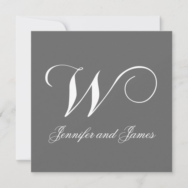 Custom Wedding Invitation Monogram W Names (Front)