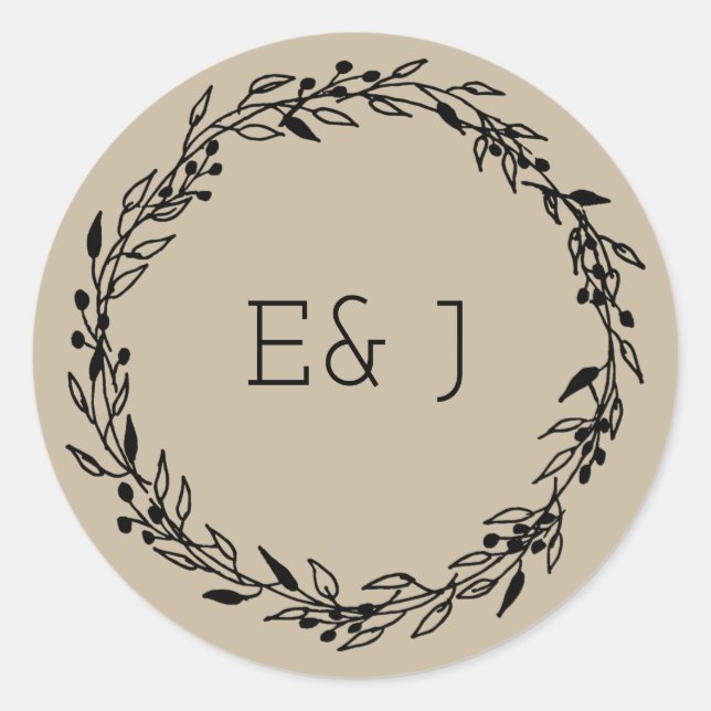 Custom Wedding Invitation Seal Kraft hand Drawn (Front)