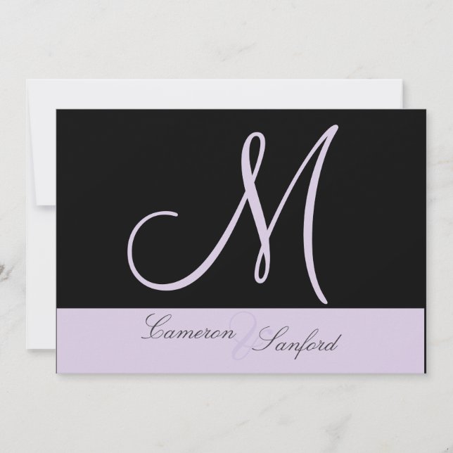 Custom Wedding Invitations Monogram/lilac (Front)