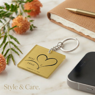 Custom Wedding Keychain Personalized with Your Tex