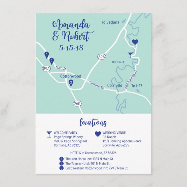 Custom Wedding Map Enclosure Card (Front)