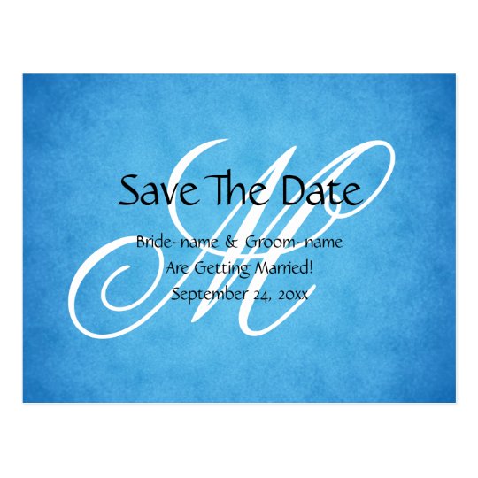 Custom Wedding Monogram Blue Vintage Style Postcard