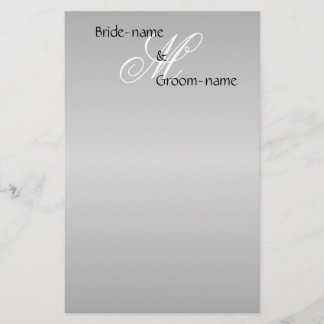 Custom Wedding Monogram Grey Black and White Stationery