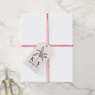 Custom Wedding Monogram Logo Palm Tree Gift Tags