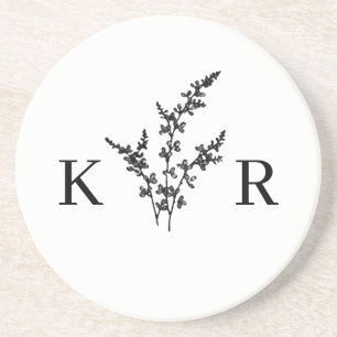 Custom Wedding Monogram Name Etched Flower Coaster