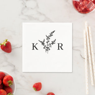 Custom Wedding Monogram Name Etched Flower Napkin