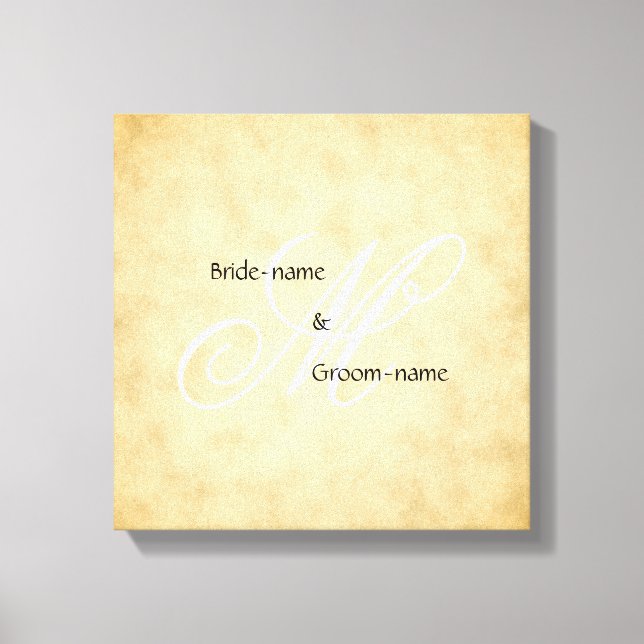 Custom Wedding Monogram Vintage Style Canvas Print (Front)
