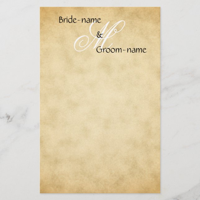 Custom Wedding Monogram Vintage Style Stationery (Front)