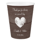 Custom wedding monogram wood grain paper cups