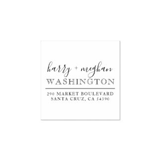 Custom Wedding Names Script Return Address Rubber Stamp