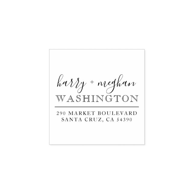 Custom Wedding Names Script Return Address Rubber Stamp (Imprint)