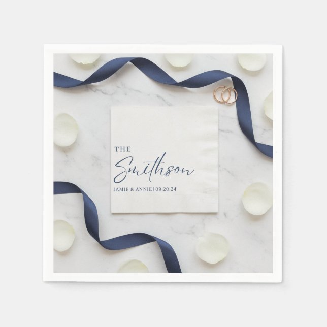 Custom Wedding Napkins: Personalized Monogram, Ele Napkin (Front)
