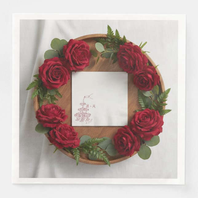 Custom Wedding Napkins: Personalized Monogram, Ele Napkin (Front)