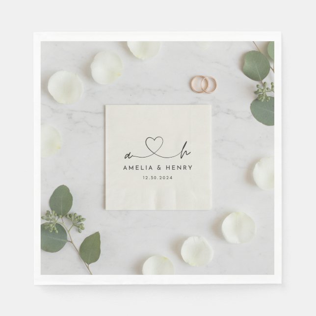 Custom Wedding Napkins: Personalized Monogram, Ele Napkin (Front)