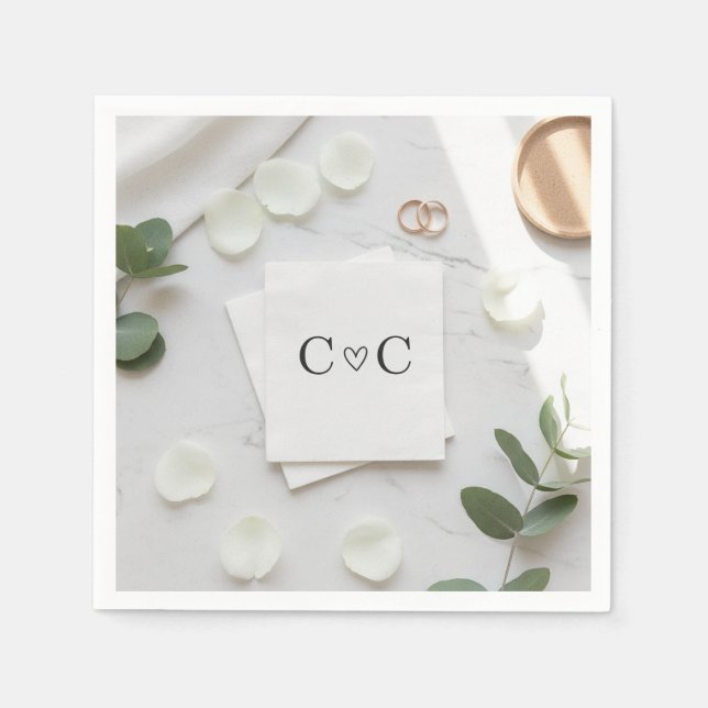Custom Wedding Napkins: Personalized Monogram, Ele Napkin (Front)