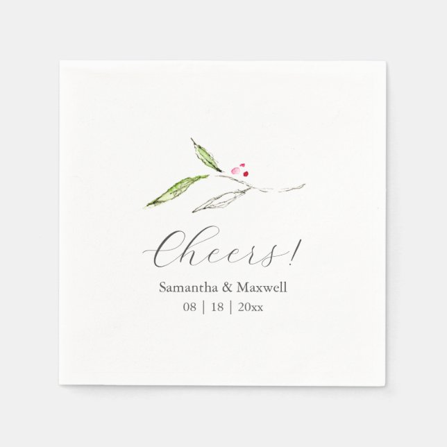 Custom Wedding Napkins Simple Botanical (Front)