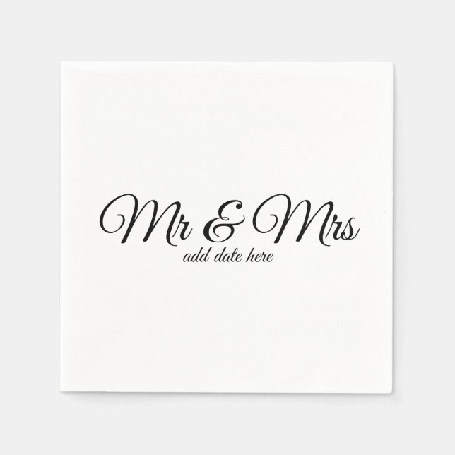 Custom wedding napkins with dates (Front)