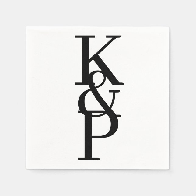 Custom Wedding Napkins with Initial Logo (Front)