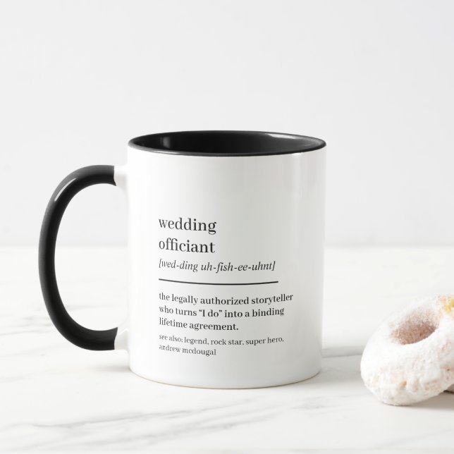 Custom Wedding Officiant Gift Funny Definition Mug (With Donut)